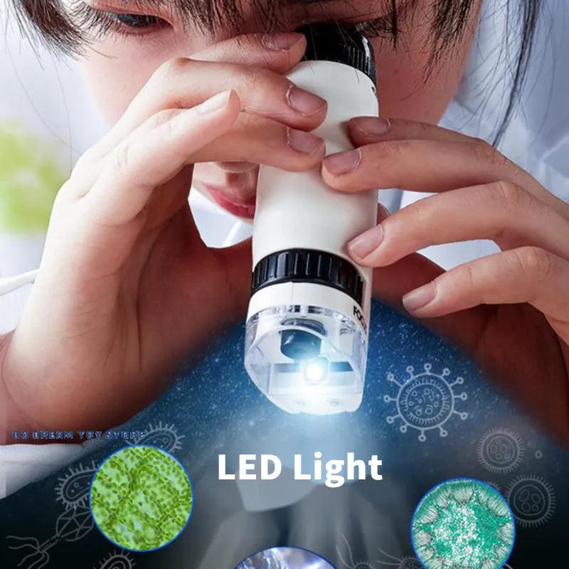 Handheld Microscope Kit Lab LED Light 60X-120X Home School Biological Science Educational Toys For Children Brinquedo STEM Gift - Paradise Store